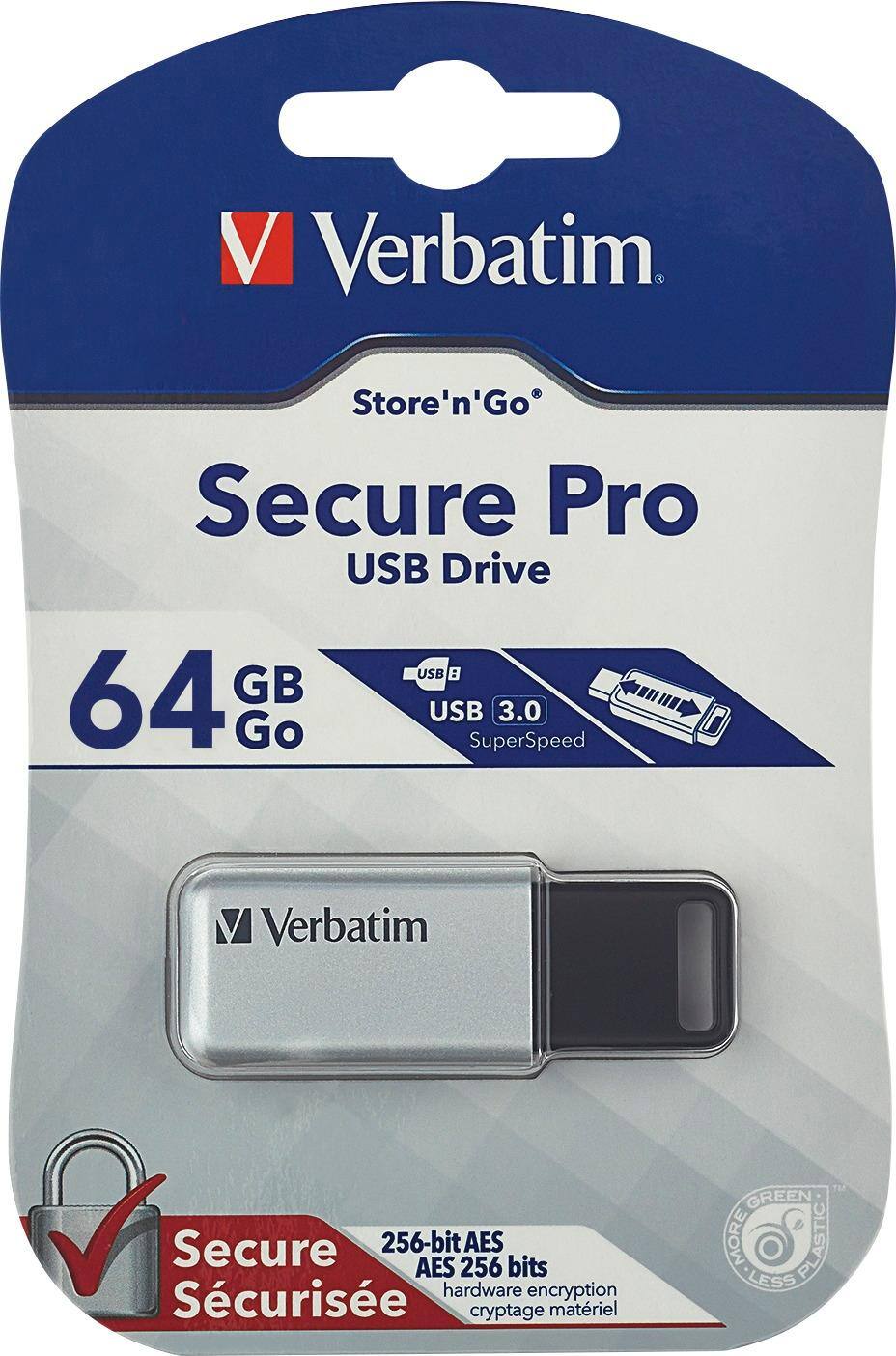 Alt View 12. Verbatim - Store 'n' Go Secure Pro 64GB USB 3.0 Flash Drive - Silver.