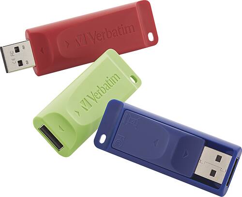 Verbatim - Store 'n' Go 8GB USB 2.0 Flash Drives (3-Count) - Red/Blue/Green - Larger Front