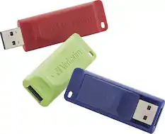 Front. Verbatim - Store 'n' Go 8GB USB 2.0 Flash Drives (3-Count) - Red/Blue/Green.