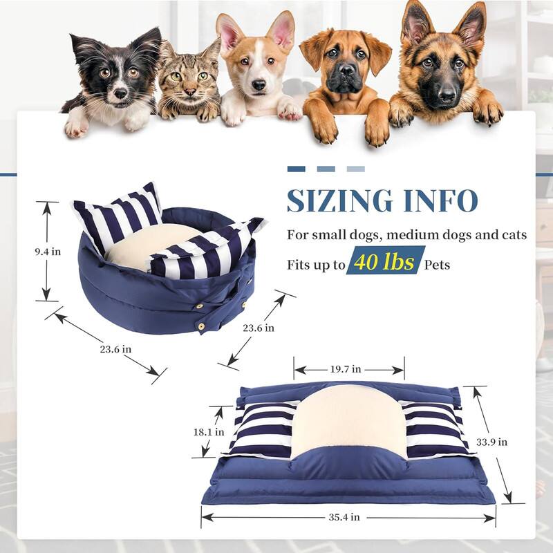 SIZING INFO
For small dogs, medium dogs and cats
Fits up to 40 lbs Pets

9.4 in
23.6 in
19.7 in
18.1 in
33.9 in
35.4 in