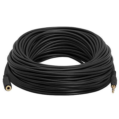 Angle. Cmple.com - 3.5mm Headphone Extension Cable 75ft Black Male to Female AUX Cord Gold-Plated TRS - Black.