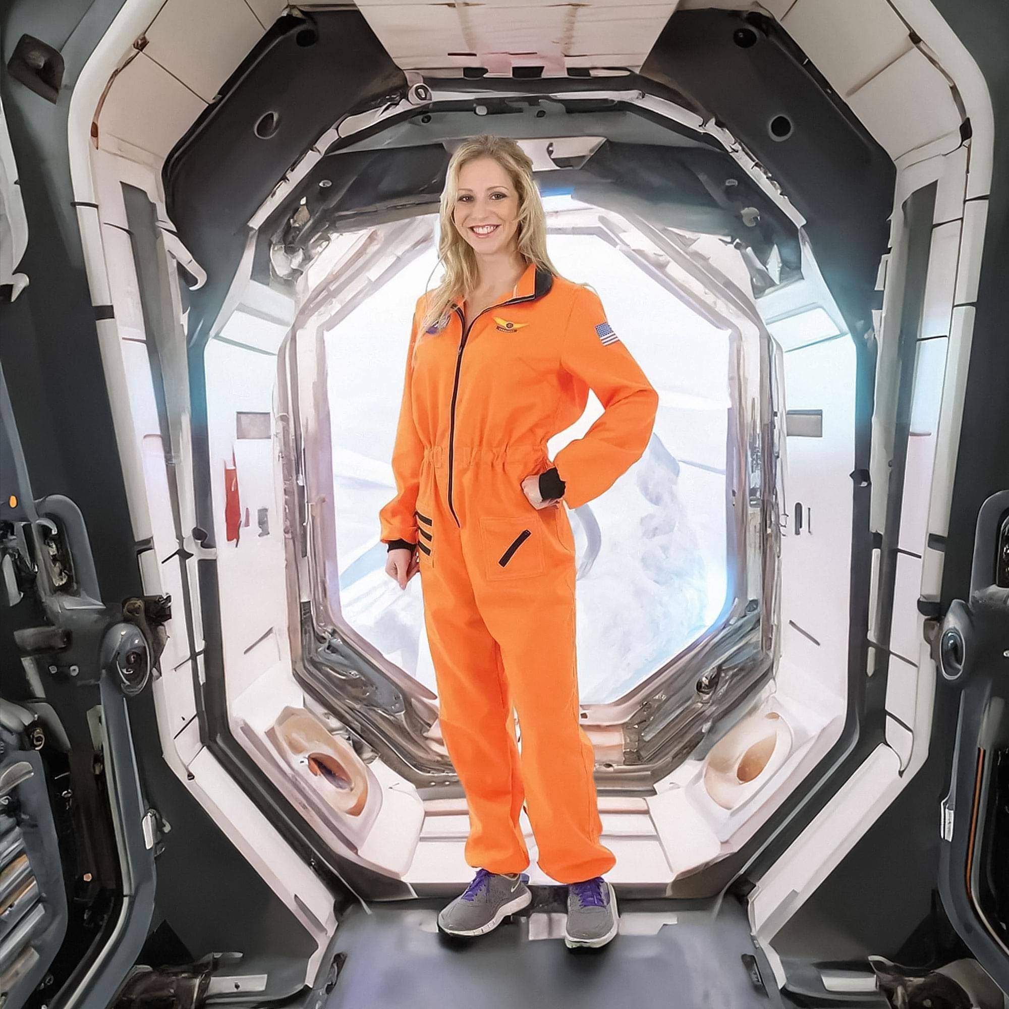 Alt View 3. Angels Costumes - Women's Orange Astronaut Costume - Small - Orange.