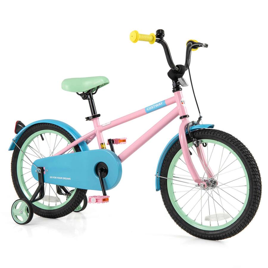 Costway 18 Kids Bike With Adjustable Saddle Handlebar Removable costway-18-kids-bike-with-adjustable-saddle-handlebar-removable
