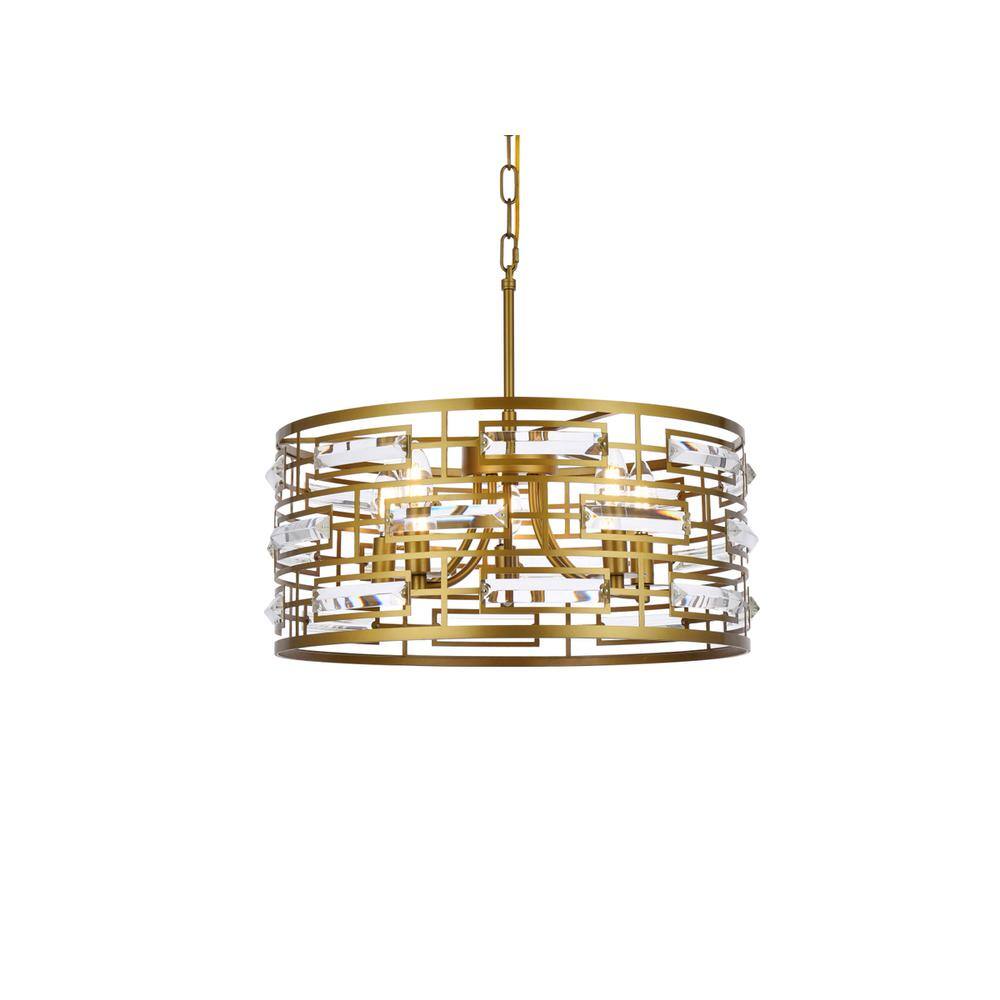 Alt View 4. Elegant Lighting - Kennedy 18.5 inch pendant in brass - Brass.