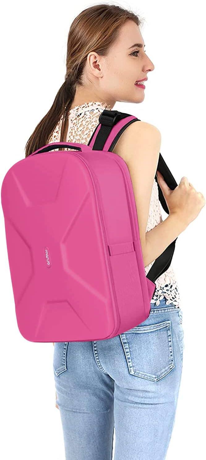 Alt View 2. mosiso - Camera Backpack 15-16 inch Waterproof Hardshell Camera Bag with Tripod Holder&Laptop Compartment - Rose Red.