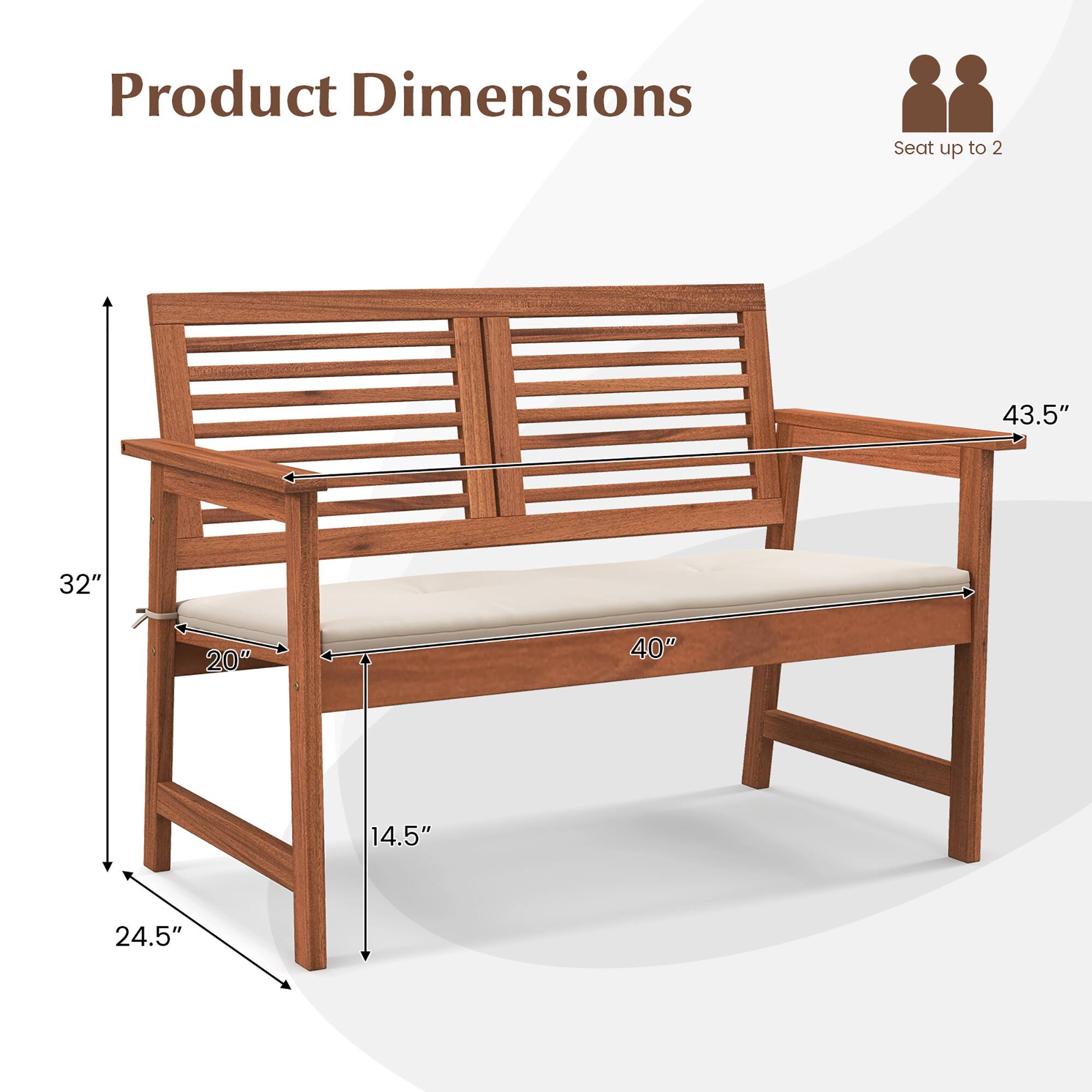Product Dimensions: 43.5", 32", 20", 40", 14.5", 24.5"

Seat up to 2