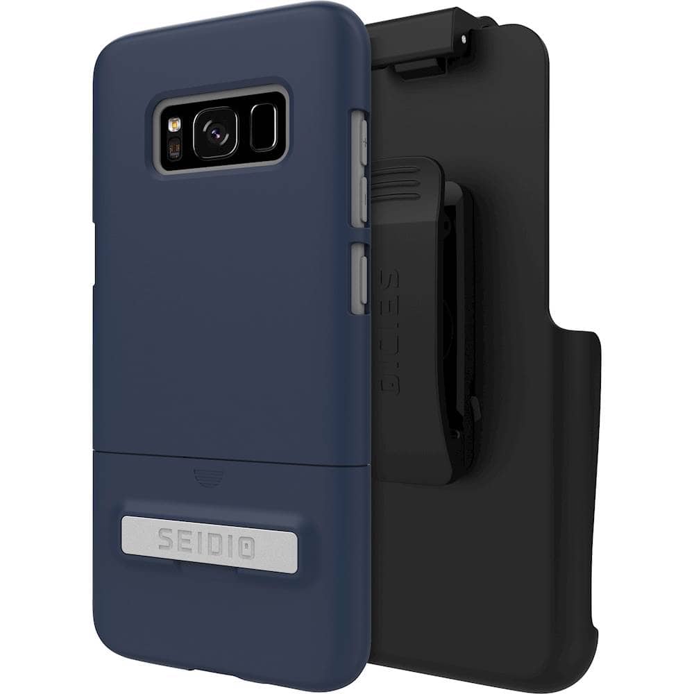 Seidio - SURFACE Combo Case for Samsung Galaxy S8 - Midnight Blue/Gray - Larger Front