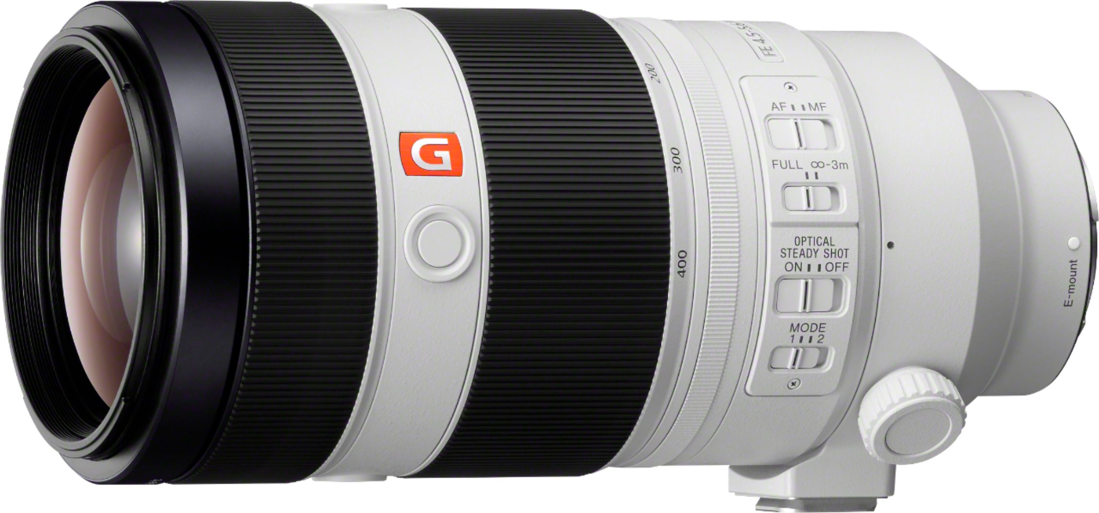 Angle View: Sony - FE 100-400mm f/4.5-5.6 GM OSS Super Telephoto Zoom Lens for E-mount Cameras - White