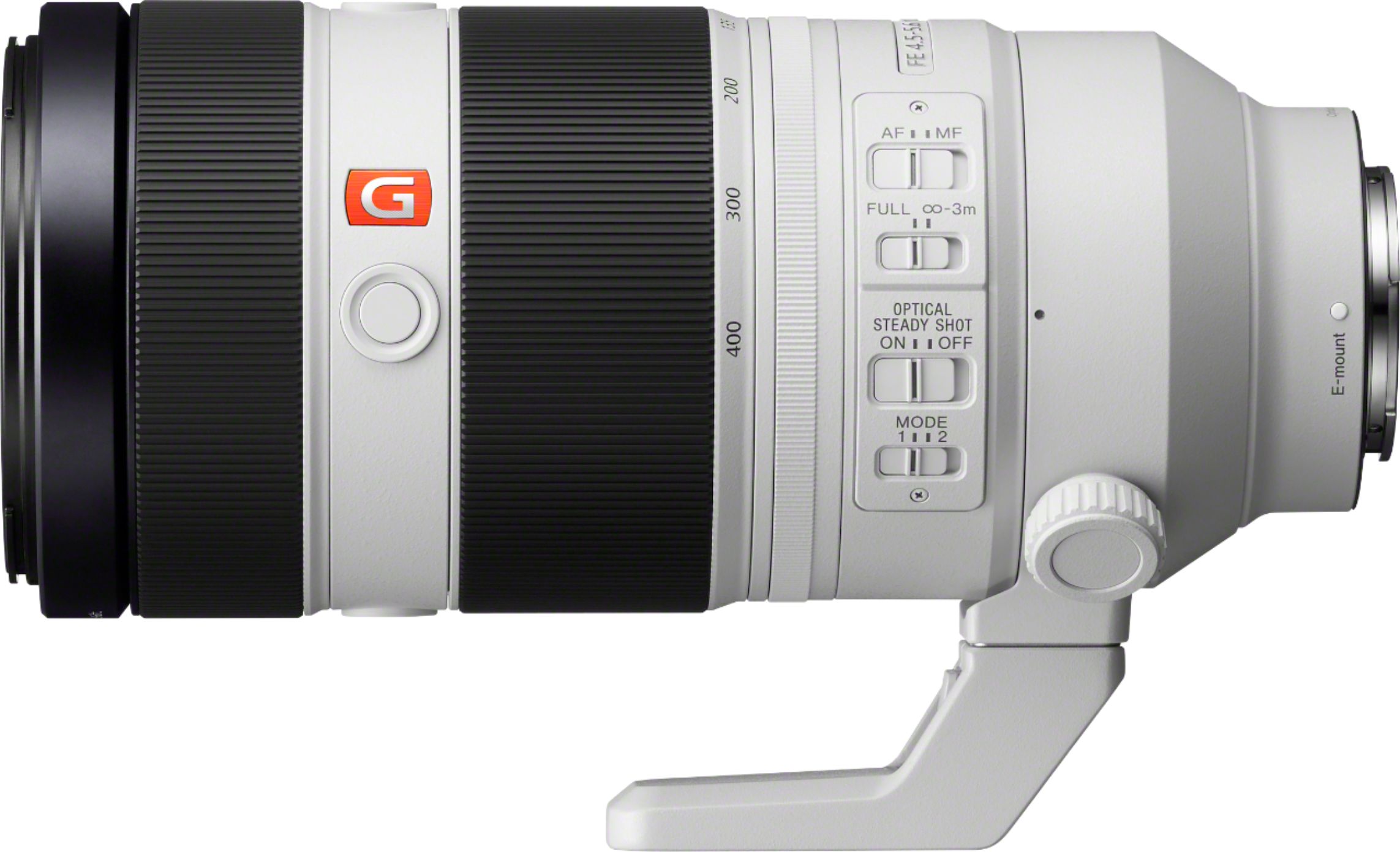 Left View: Sony - FE 100-400mm f/4.5-5.6 GM OSS Super Telephoto Zoom Lens for E-mount Cameras - White