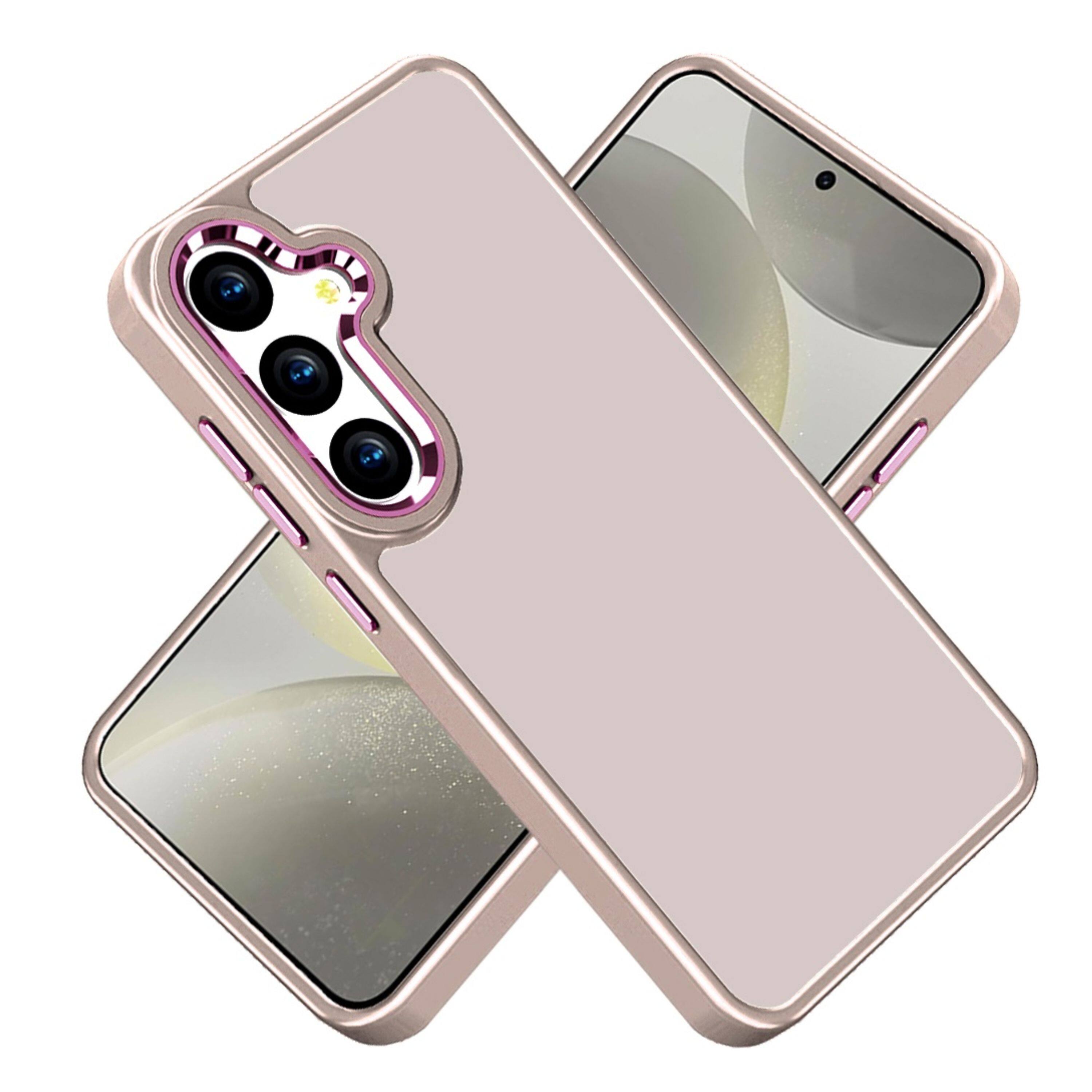 Kitcheniva - Rubber Thick Acrylic Metal Buttons Phone Case With Tempered Glass For Samsung Galaxy S25/S24 - Beige price history on PriceWatchPro