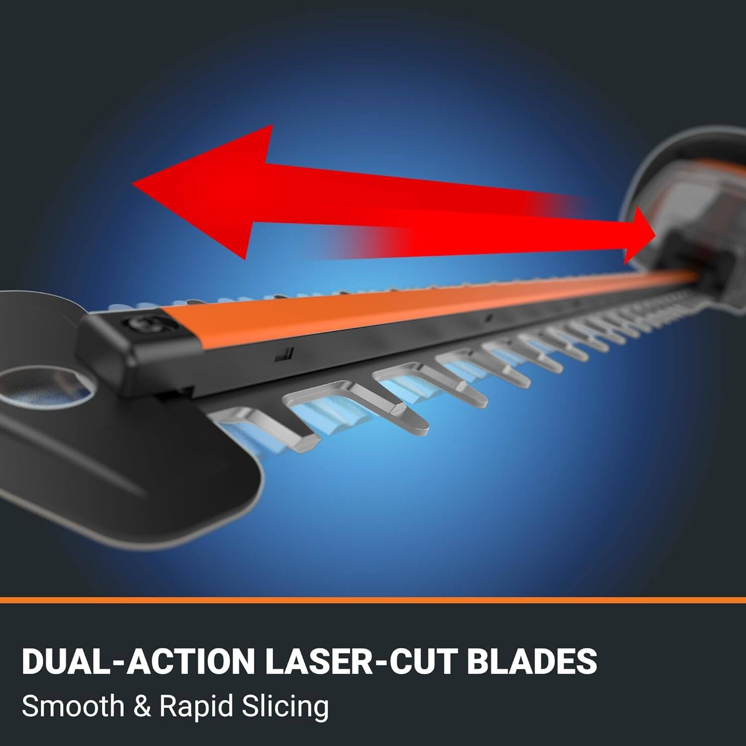 DUAL-ACTION LASER-CUT BLADES Smooth & Rapid Slicing