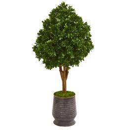 BreeBe - 49" Tea Leaf Tree in Metal Planter UV Resit (Indoor/Outdoor) - Green