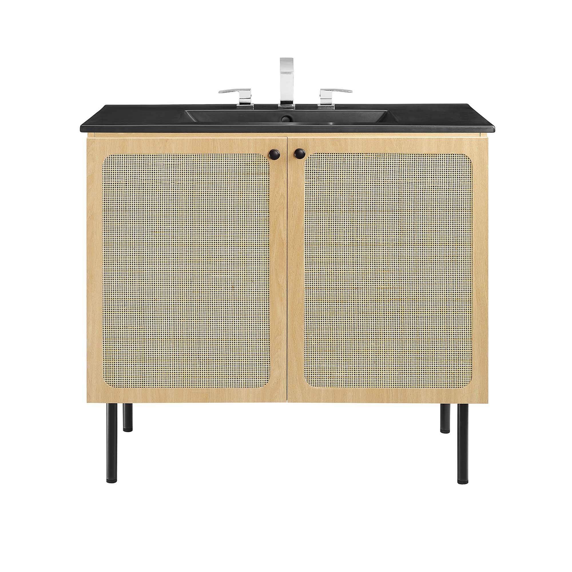 Alt View 7. Modway - Chaucer Bathroom Vanity with Black Basin Included by Modway - Oak Black.