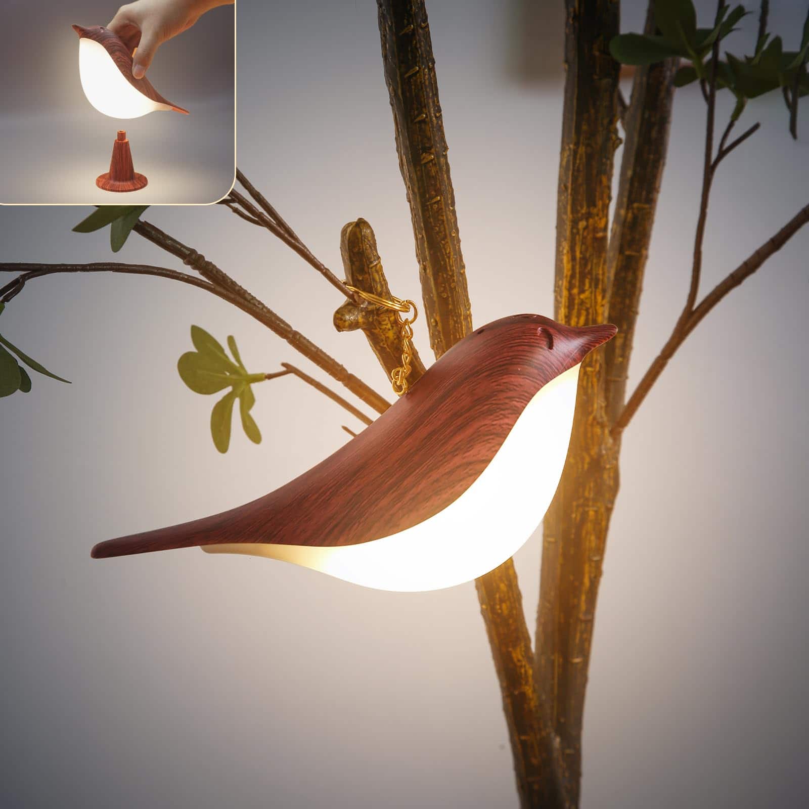 Dazzling Pops - Bird Table Lamp Cordless Bedside Lamps Battery Operated Lamp Color Temperatures Dimmable Bird Night [Bird - Red