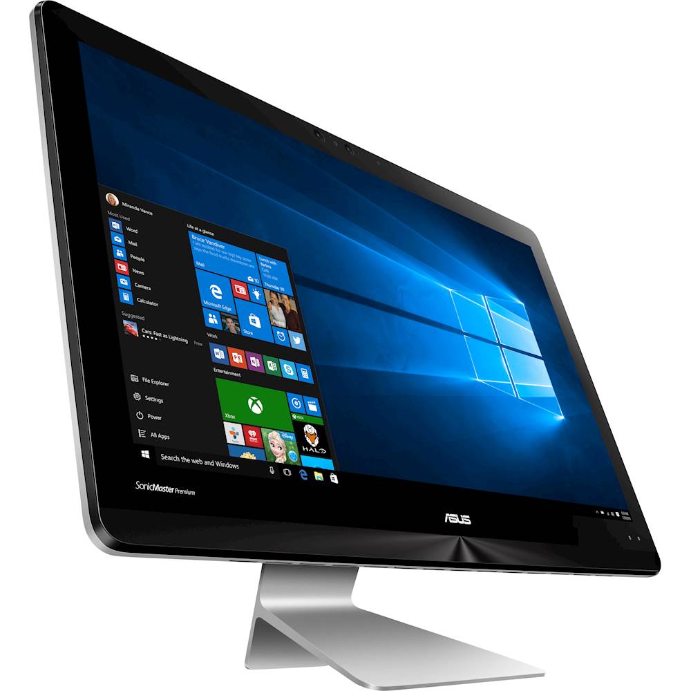 Angle View: ASUS - Zen AiO 23.8" Touch-Screen All-In-One - Intel Core i5 - 8GB Memory - 128GB SSD + 1TB HD - Quartz Gray