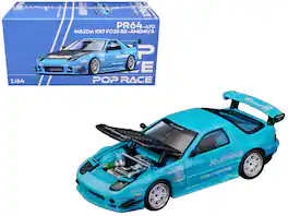 Mazda RX7 (FC3S) RE Amemiya RHD Light Blue with Carbon Hood "Tokyo Auto Salon 2026" 1/64 Die Cast Model Car by Pop Race