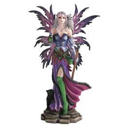 FC Design - 13"H Fairy Holding Lantern with Owl and Cat Figurine Statue Office Desk Tabletop Home Decor Gift - Multi-Color