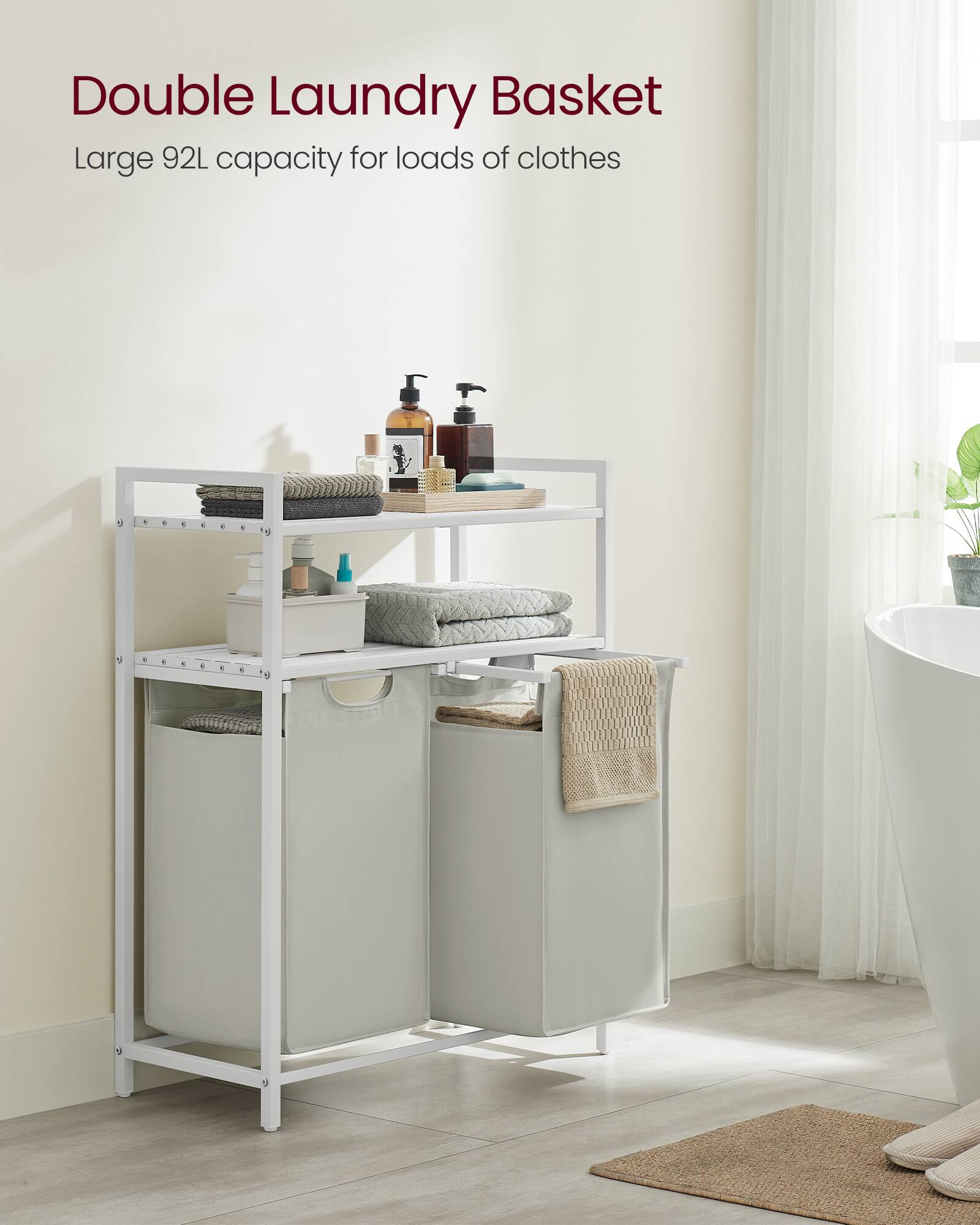 Double Laundry Basket  
Large 92L capacity for loads of clothes