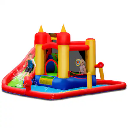 Front. Costway - Costway Inflatable Water Slide Jumping Bounce House Bouncy Splash Pool - Multicolor.