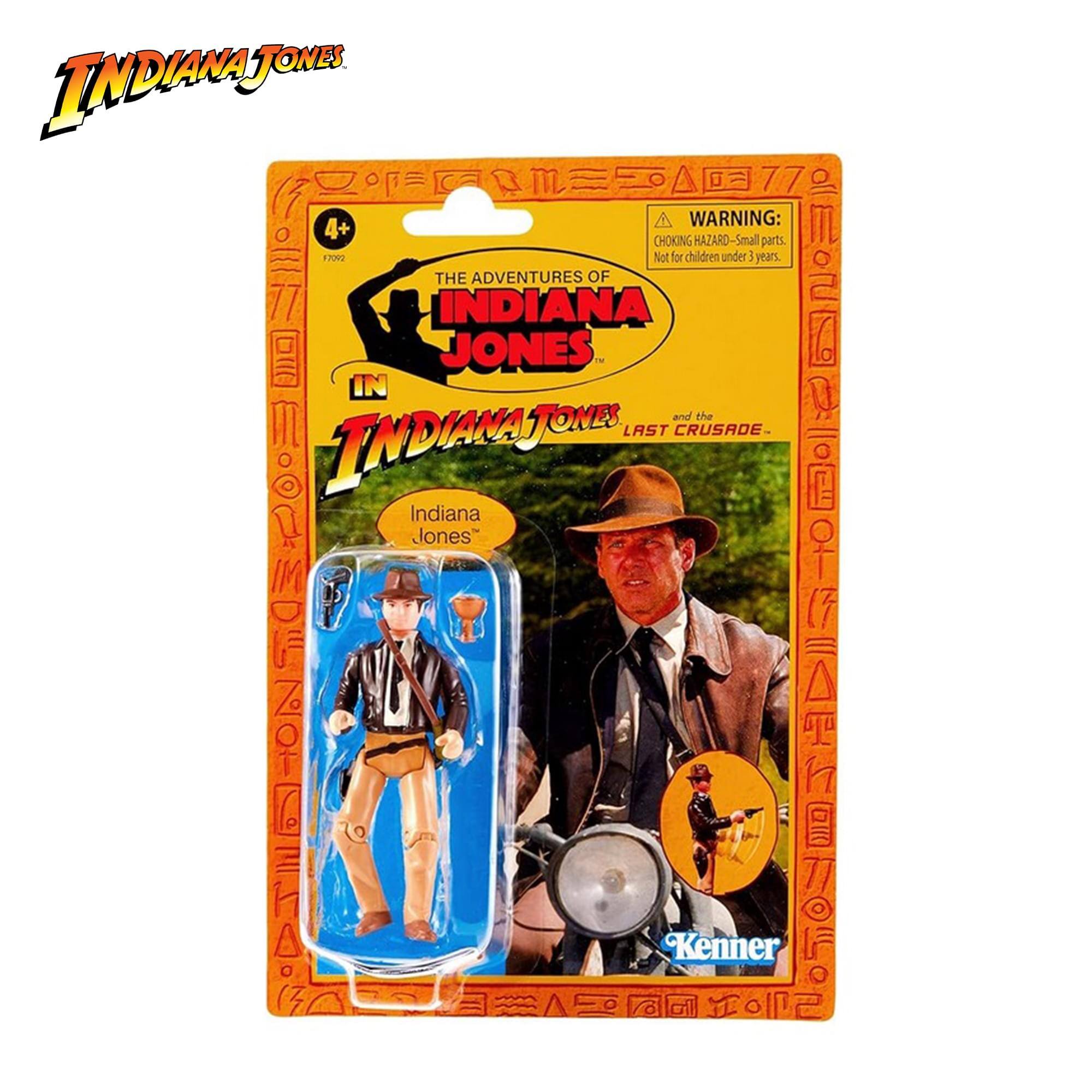 INDIANA JONES  
WARNING: 4+ CHOKING HAZARD - Small parts. Not for children under 3 years.  
THE ADVENTURES OF INDIANA JONES  
IN and the TOMES LAST CRUSADE  
Indiana Jones  
Kenner