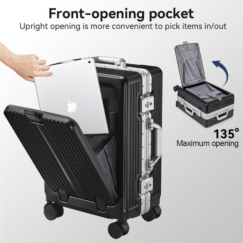Front-opening pocket  
Upright opening is more convenient to pick items in/out  
135° Maximum opening