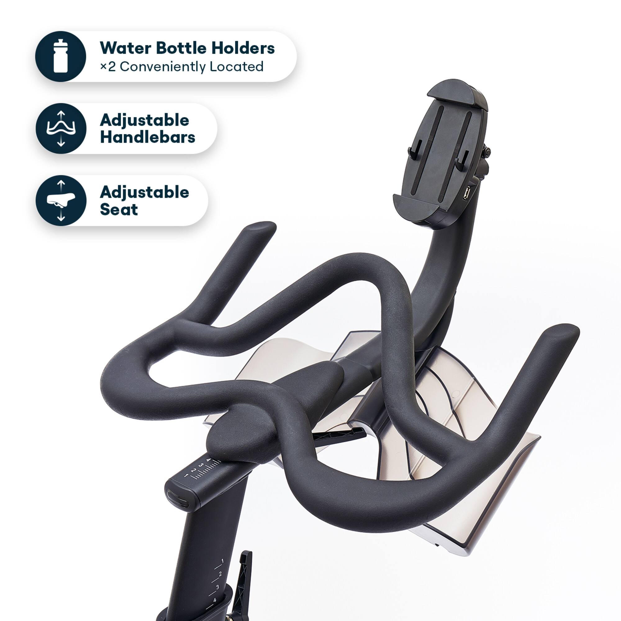 Water Bottle Holders x2 Conveniently Located  
Adjustable Handlebars  
Adjustable Seat