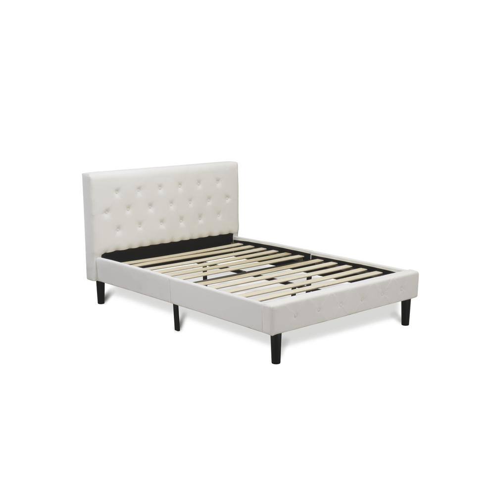 Alt View 2. East West Furniture - NL19F-1GO05 2 Piece Bedroom Set - 1 Full Size Bed White Velvet Fabric Headboard and 1 Night Stand - White Finish - White Velvet.