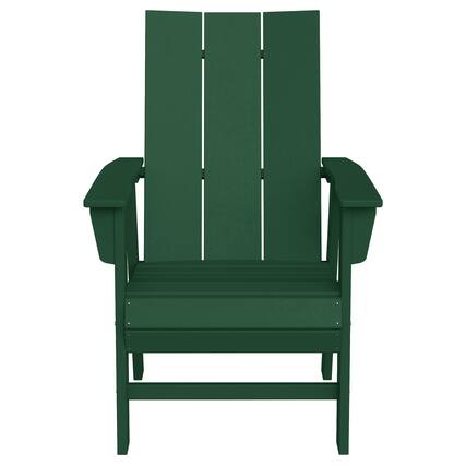 Front. WestinTrends - WestinTrends Ashore Outdoor Patio HDPE Plastic Modern Adirondack Dining Chair - Dark Green.