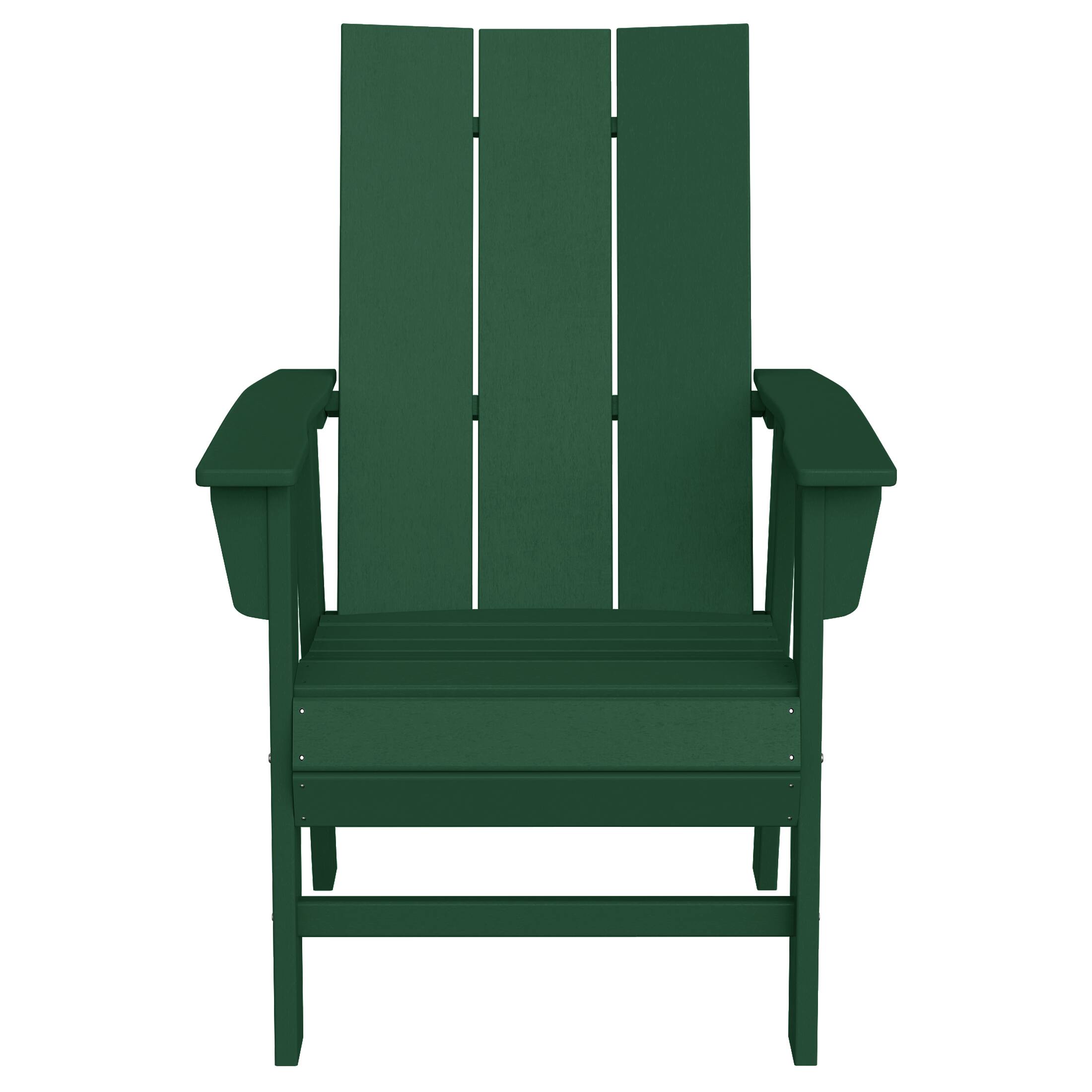 Front. WestinTrends - WestinTrends Ashore Outdoor Patio HDPE Plastic Modern Adirondack Dining Chair - Dark Green.
