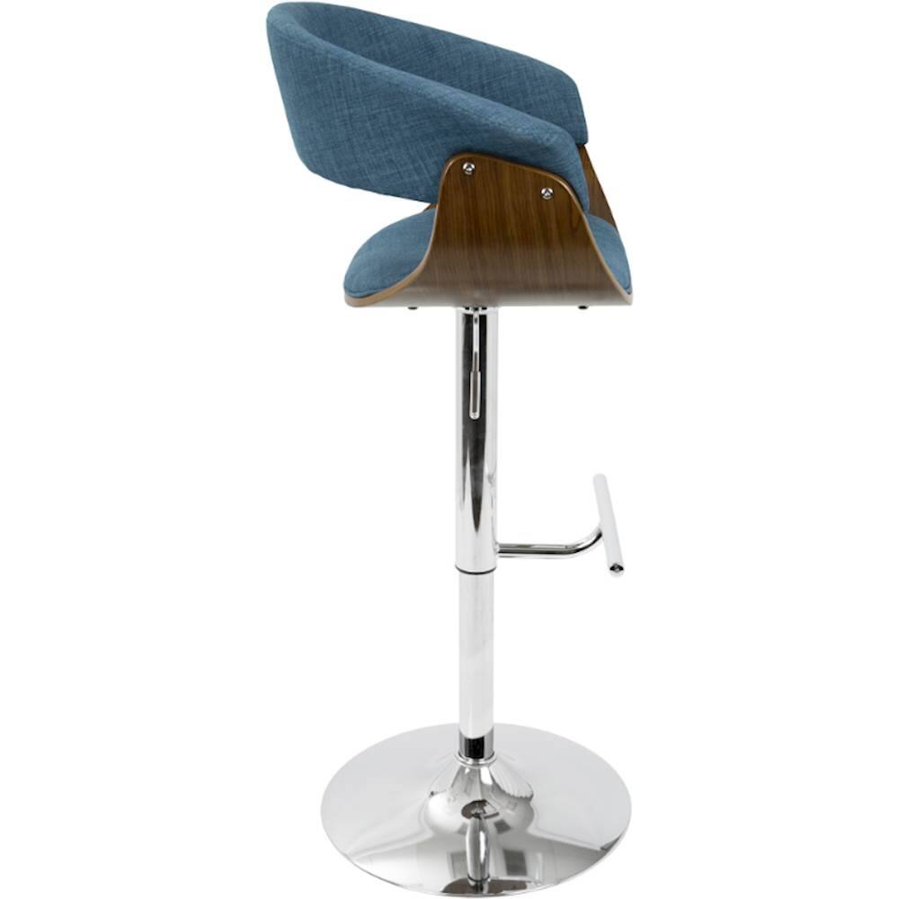 Best Buy LumiSource Vintage Mod Polyester Fabric Barstool Walnut/Blue