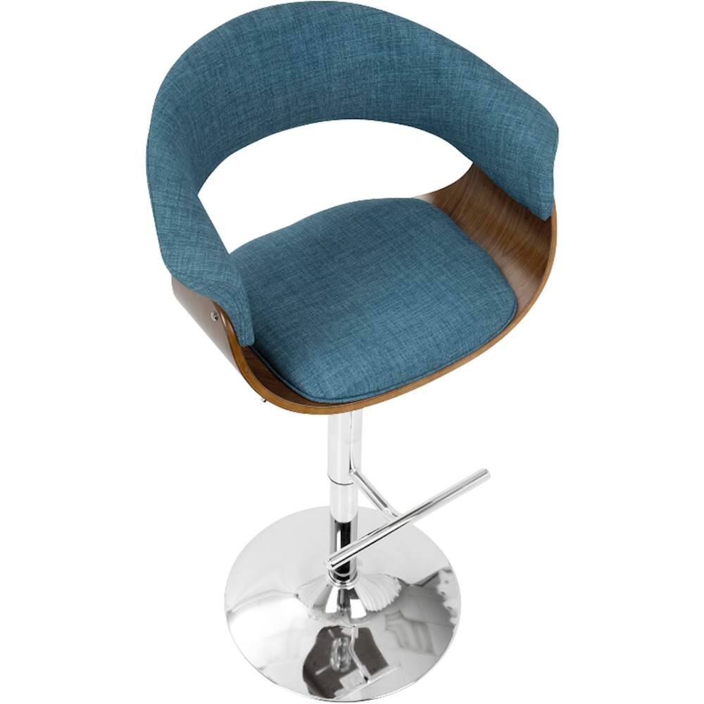 Best Buy LumiSource Vintage Mod Polyester Fabric Barstool Walnut/Blue