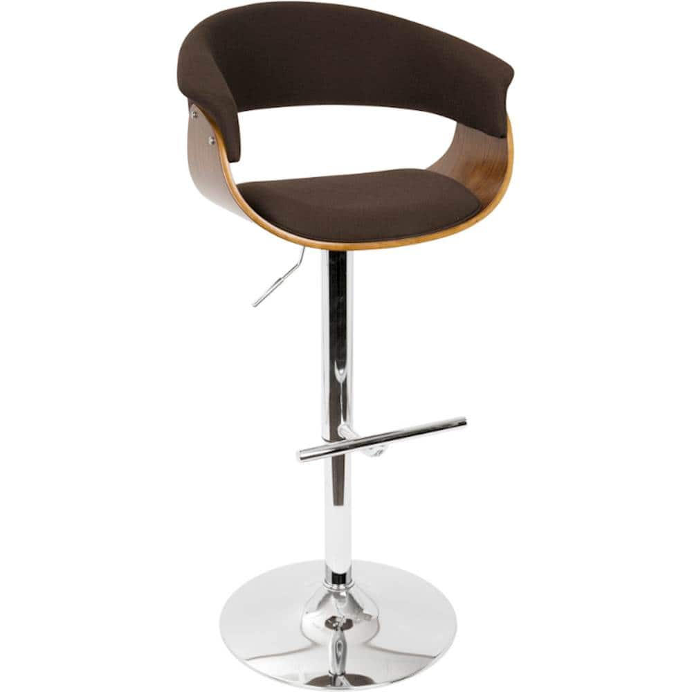 Angle View: LumiSource - Vintage Mod Polyester Fabric Barstool - Walnut/Espresso