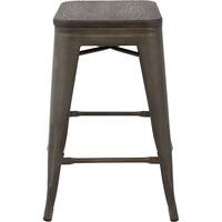 LumiSource - Oregon Steel Counter Barstool (Set of 2 - Antique/Espresso - Front_Zoom