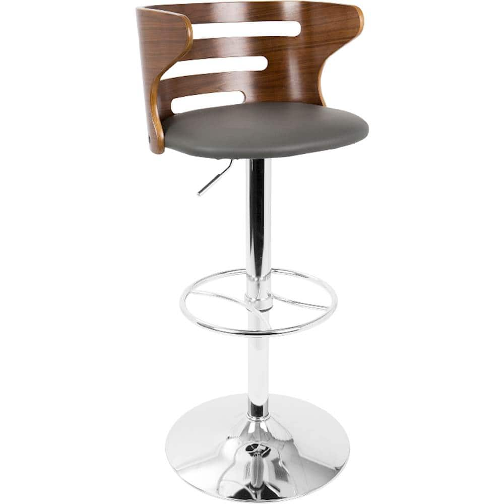 Angle View: LumiSource - Cosi PU Leather Barstool - Walnut/Grey