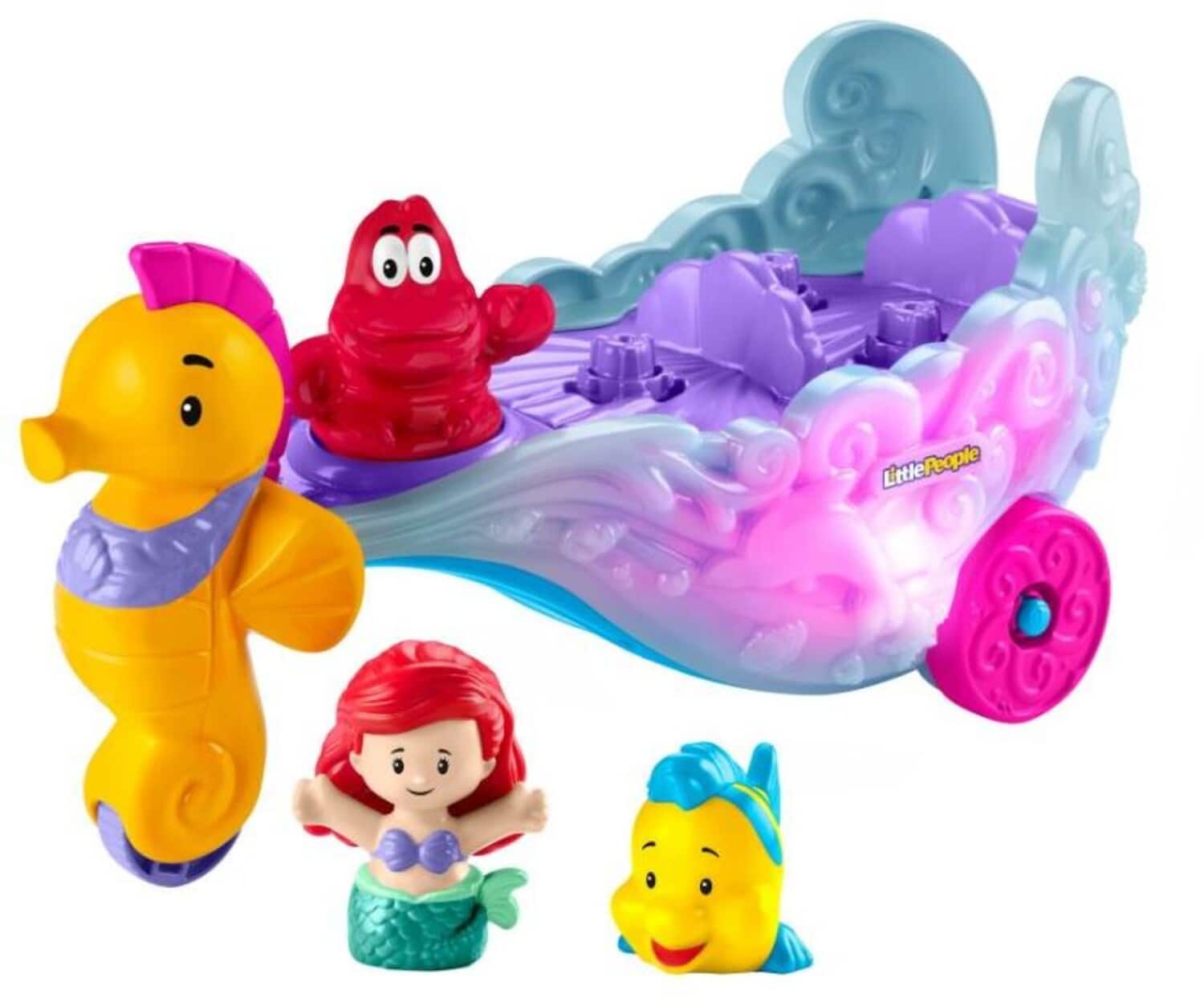 Fisher Price - Little People Disney Princess The Little Mermaid Ariel's Light-Up Sea Carriage, with - COLLECTIBLES - Multicolor