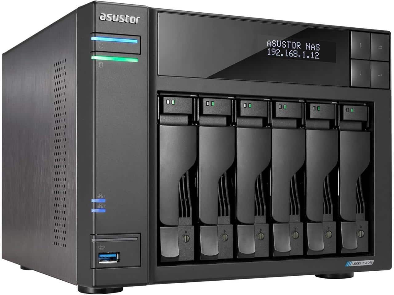 Asustor - Lockerstor 6 Gen2+ AS6706T v2 6-Bay NAS - 2.0GHz CPU - Dual 5GbE - 8GB DDR4 - 4 M.2 Slots (Diskless)