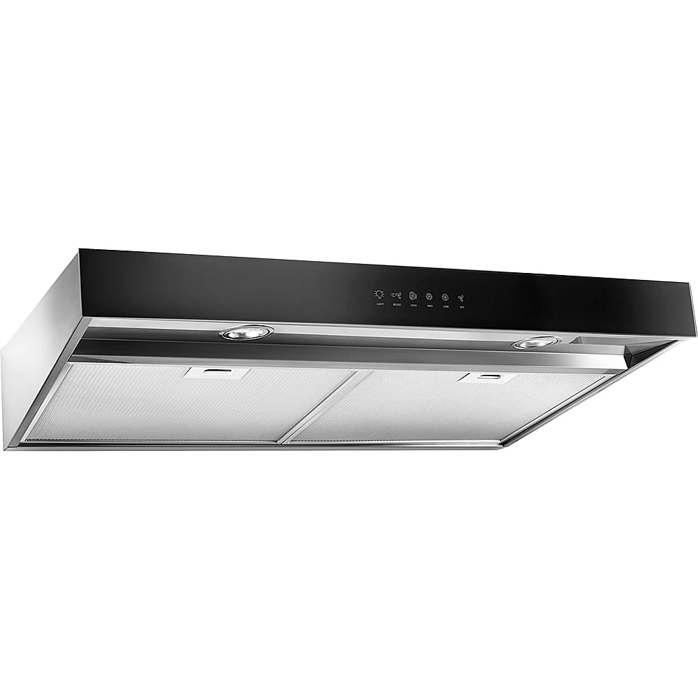 Left. Whirlpool - 30" Convertible Range Hood - Stainless steel.