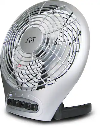 Front. SPT - SF-0703 7 in. Desktop Fan with Ionizer - White.
