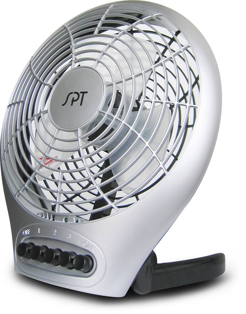 Front. SPT - SF-0703 7 in. Desktop Fan with Ionizer - White.