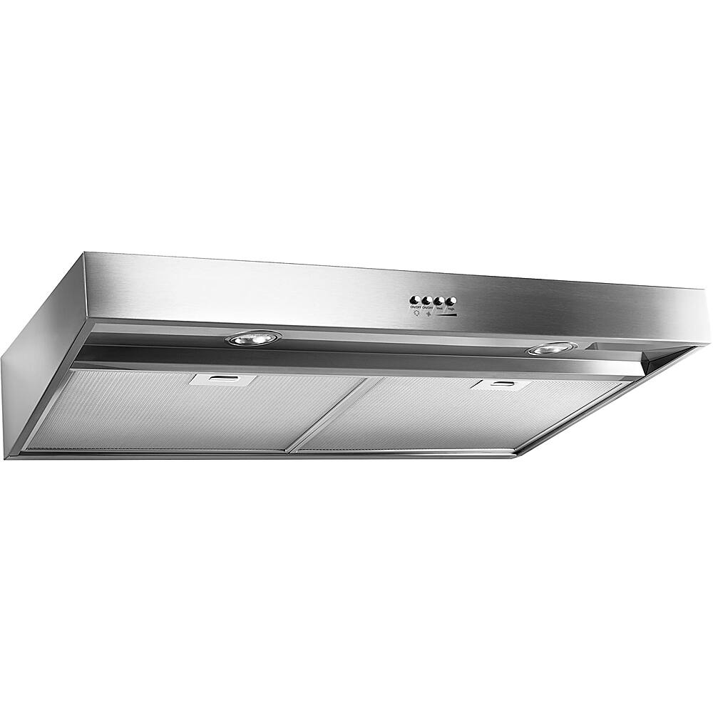 Left. Whirlpool - 36" Convertible Range Hood - Stainless steel.