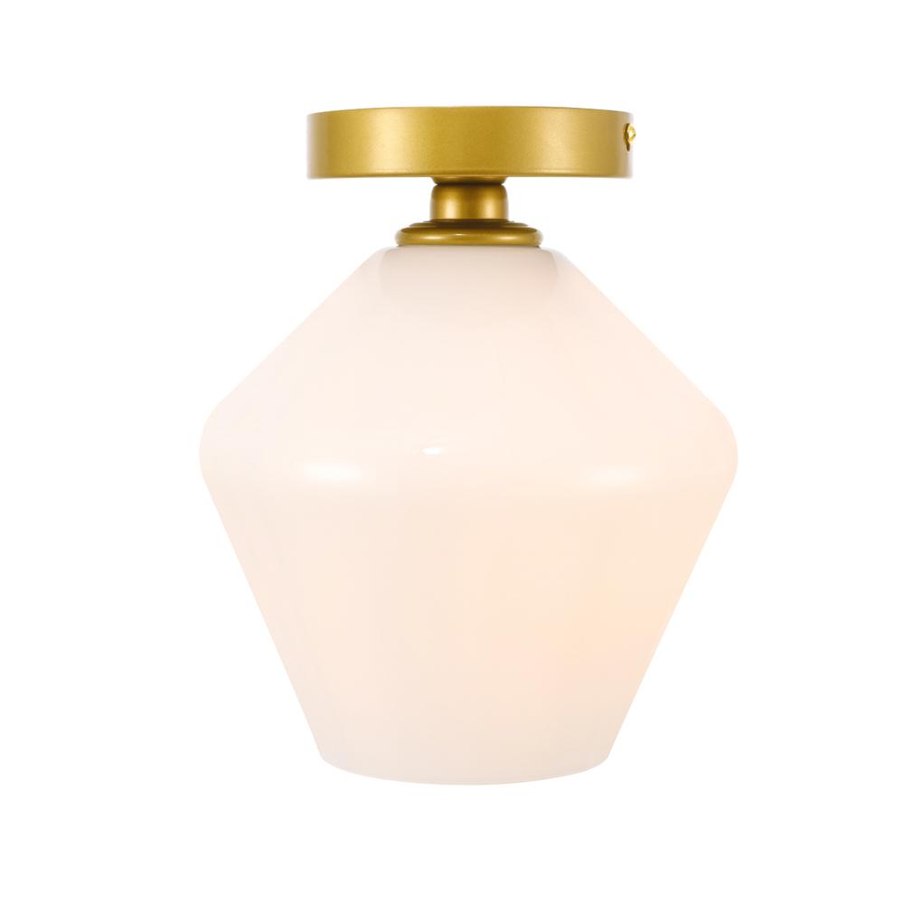 Alt View 10. Living District - Gene 1 light Brass and Frosted white glass Flush mount - Brass And Frosted White Glass.