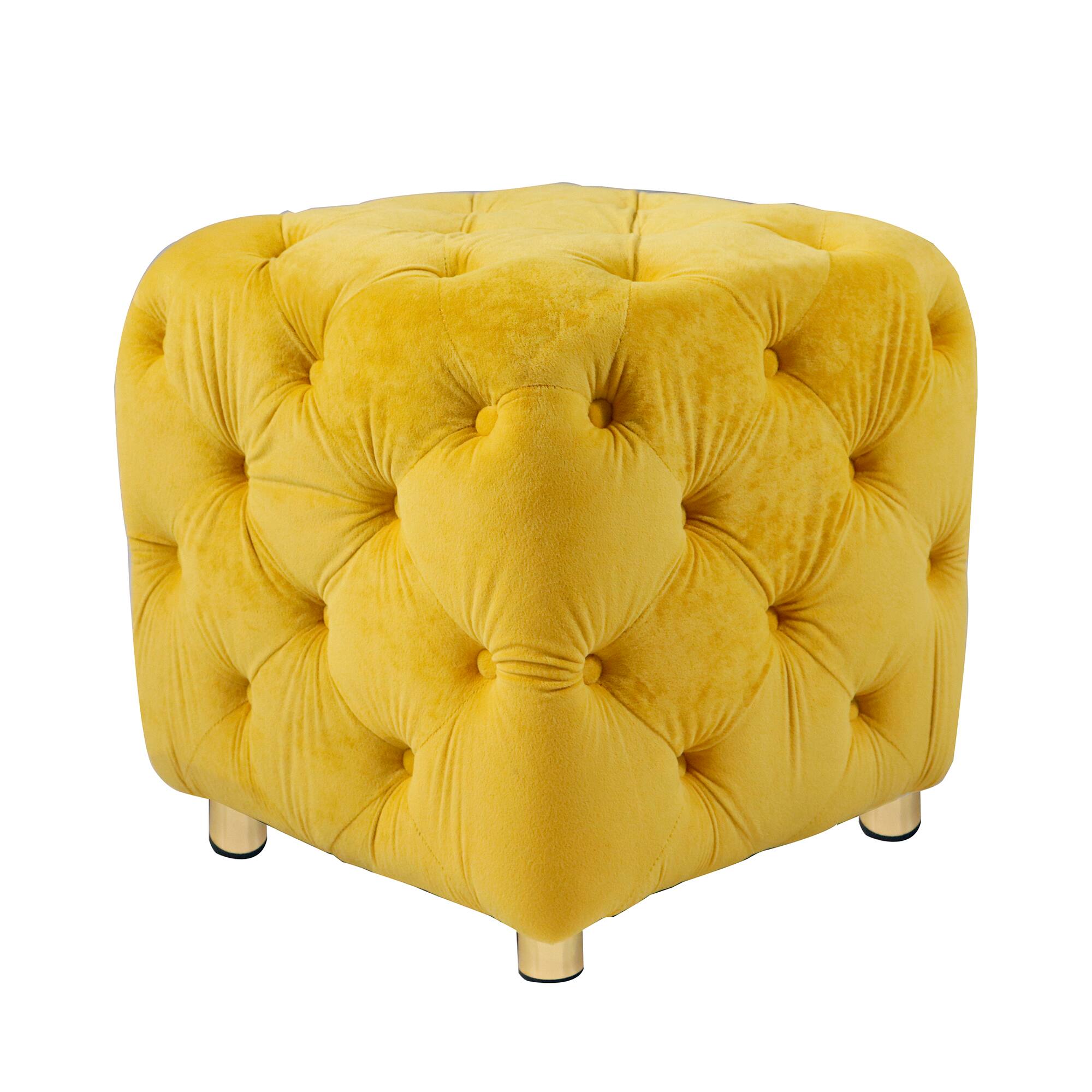 Alt View 5. GOODSILO - Modern Velvet Upholstered Ottoman with Storage, Versatile Foot Stool and End Table for Living Room and Bedroom - Yellow.