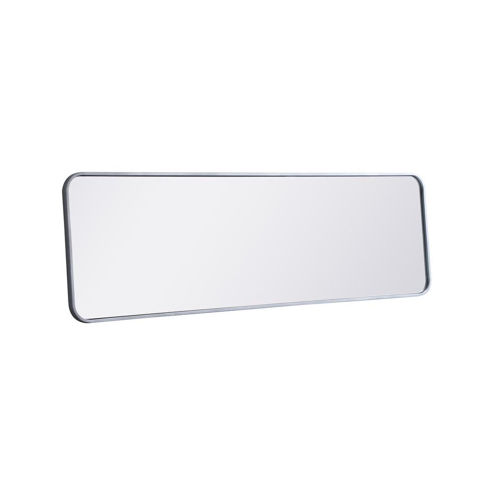 Left. Elegant Decor - Soft corner metal rectangular mirror 18x60 inch in Silver - Silver.