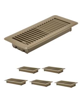 VEVOR - 4 x 10 Inch Floor Registers,6-Pack Vent Grilles, HVAC Heavy-Duty Walkable Iron Floor Vents, Easily Adjustable Rust-Proof - Brown