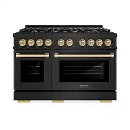 ZLINE - Autograph 48" Select Dual Fuel Range with Bronze Accents (HDRBZ-48-CB) - Black Stainless Steel