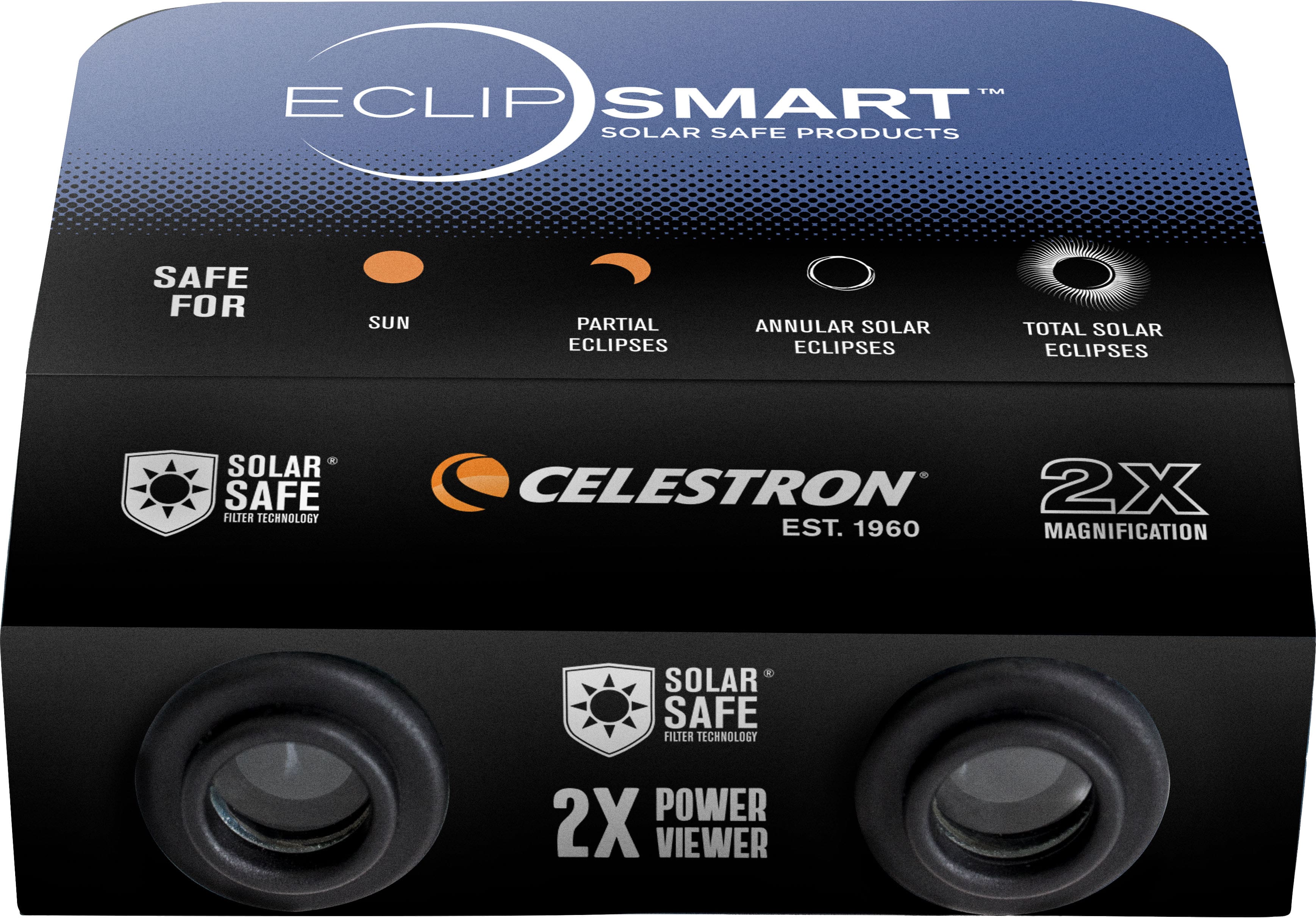 Celestron - EclipSmart 2x Power Viewers Solar Eclipse Observing Kit - Black/Blue - Front_Zoom