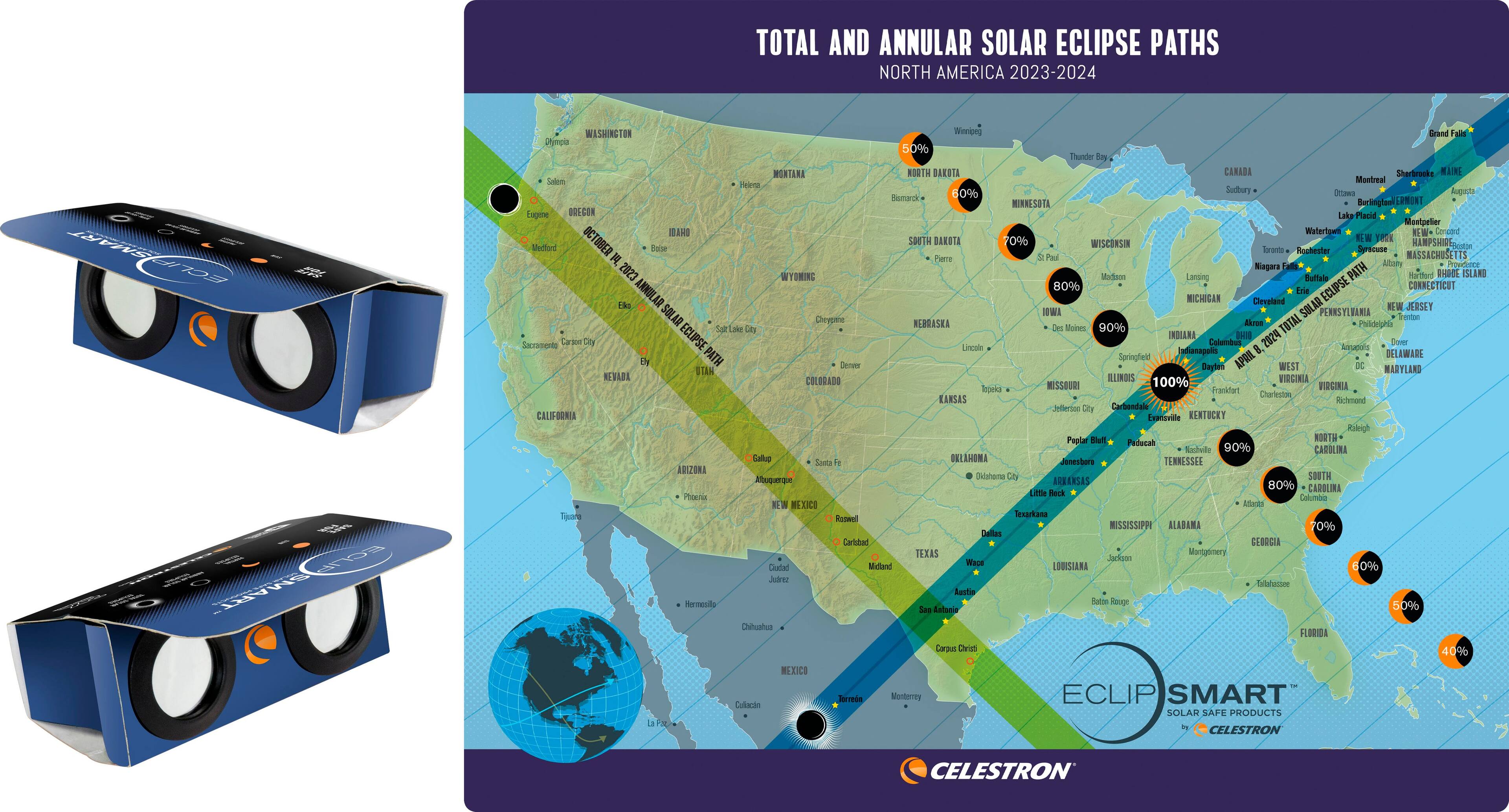 Alt View 2. Celestron - EclipSmart 2x Power Viewers Solar Eclipse Observing Kit - Blue/Black.