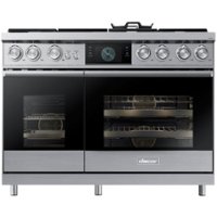 Dacor - Contemporary 6.6 Cu. Ft. Freestanding Double Oven Dual Fuel Four Part Convection Range with RealSteam, NG - Silver Stainless Steel - Front_Zoom