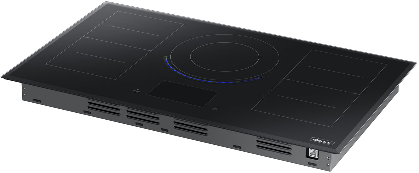 Left View: GE Profile - 30" Electric Cooktop - Black stainless steel