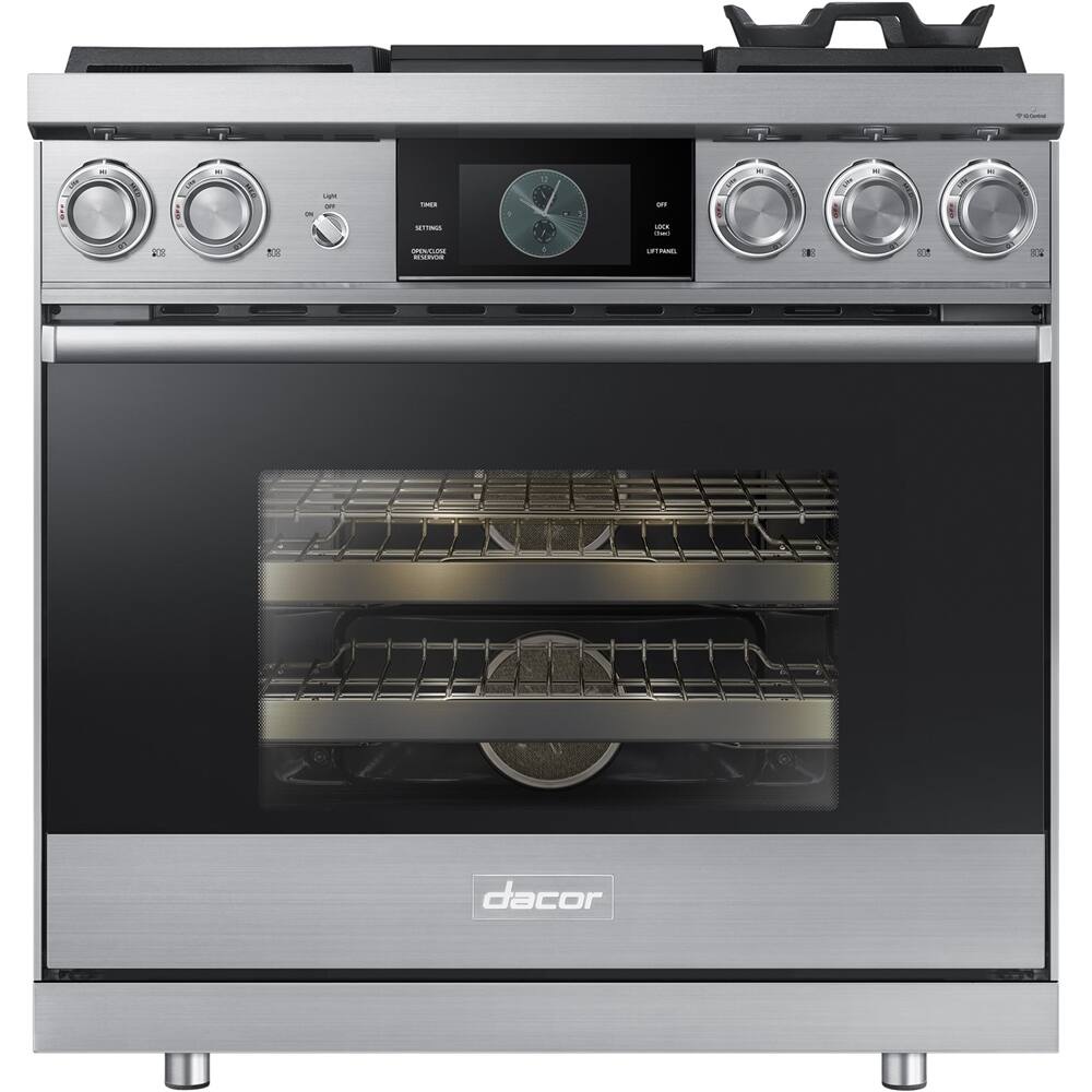 Dacor - 4.8 Cu. Ft. Self-Cleaning Freestanding Dual Fuel Convection Range - Stainless steel - Front_Zoom